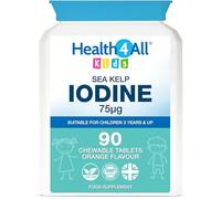 Kids Sea Kelp Iodine 75mcg 90 Chewable Tablets, Supports Learning & Growth | 3 Months Supply, Natural Iodine Supplement for Children 3+, Sugar-Free, Vegan, Orange Flavour | Made in UK by Health4All