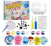 Kids Sea Shell Painting Kit - DIY Arts & Crafts Set for Boys & Girls, Creative Shell Painting Activity with Colours & Brushes, Fun Craft Gift for Birthday, Halloween & Rainy Day Projects