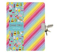 Kids Secret Diary with Lock & Keys - Rainbow Glitter Notebook Journal with Ruled Pages for Girls Boys - Colourful Hardback Writing Pad for Drawing, Doodling & Creative Expression - 16.5cm x 13cm