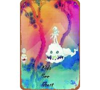 Kids See Ghosts Kanye West Kid Cudi Album Cover Poster tin Metal Sign Retro Wall Decor for Home Cafes Office Store Pubs Club Sign Gift 12 X 8 INCH