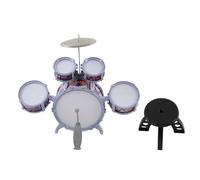 Kids Set Large & Small Drums, Cymbals, Stool, Support With Drawings - Jazz for Beginners, 6 Ear Structure Design for Great Skin Vibration - Music Learning for Children