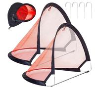 Kids Set of 2 Football Training Soccer Pop Up Goal Post Net Children Outdoor Garden Toy (Set of 2 Goals - 80 x 60 x 60 cm)