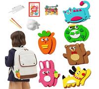 Kid's Sewing Crafts Felt Animals Pendant Set, Sewing Stuffed Animal Felt Plush Doll Ornaments Set, Animal Shaped Pendant Making Kit, Sew Felts Animals Learn Sew Kits for Kids & Children