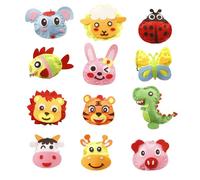 Kids Sewing Kit,12 Pre-Cut Animal Felt Craft Sets for Children Ages 6-12,Beginner-Friendly DIY Sewing Kit for Girls & Boys,Educational Travel Activity Pack with Safe Materials