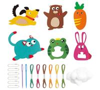 Kids Sewing Kit 6 Pcs Felt Sewing Craft Kit My First Sewing Kit for Kids Cute Animal Childrens Sewing Kits for Beginners Fun DIY Educational Sewing Craft Gift with Sewing Tools for Boys Girls 6 Styles