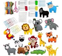 Kids' Sewing Kits, 14 Set Animal Felt Sewing Kit for Kids, First Sewing Kit for Girls, Cute Wild Animals Sewing Set, Educational Easy Sewing Kit for Beginner Kids, Felt Craft Kits for Age 6-12