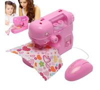 Kids Sewing Machine For Girls Ages 6-12 - Electric First Sewing Toy With Foot Pedal & Accessories | Mini Portable 27cm Pink ABS Craft Kit | 2-Speed Doe Stitching, Pretend Play, Garment Repair (Pink)