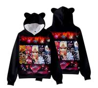 Kids Shadow Milk Cookie Cat's Ear Shaped Hoodie Boys Shadow Milk Cookie 3D Figure Printed Sweatshirt (05,9-10years)