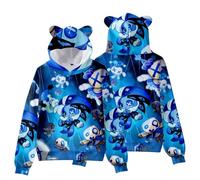 Kids Shadow Milk Cookie Cat's Ear Shaped Hoodie Boys Shadow Milk Cookie 3D Figure Printed Sweatshirt (D,13-14years)