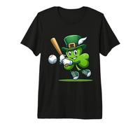 Kids Shamrock Swinging Baseball Bat St Patricks Day Toddlers Premium T-Shirt