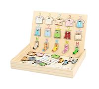 Kids Shape Color Matching Game Wooden Educational Toys Clothes Hanging Interactive Learning Activity 11.81x8.86x1.57inch
