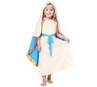 Kids Shepherd Costume Nativity Christmas Fancy Dress Shepherdess Boys and Girls Xmas Outfit (A2-Beige, 8-12 Years)