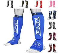 Kids Shin Instep Pads MMA Leg Foot Guards Muay Thai Kick Boxing Guard Protector (Blue, XXS (9 TO 13 Years))