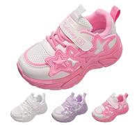 Kids Shoes Flat Hook and Loop Girls Trainers Mesh Running Trainers Trainer Comfortable Breathable Sports Shoes for School,Outdoor,All-Day Wear-26 Hot Pink