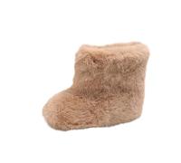 Kids Shoes Girls Solid Color Thickened Snow Ankle Boots Comfortable Flat Fleece Lining Shoes Warm Soft Soled Footwear Plush Fluffy Casual Outdoor Winter Boots Khaki