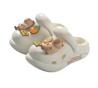 Kids Shoes Sandals for Girls Daily Wear Outdoor Play Beach Comfortable Soft Casual Shoes with Adjustable Straps and Cute Capybara Design for Slippers 1 Year, White, 28.5 EU 3X-Schmal