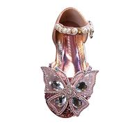 Kids Shoes Spring Korean Edition Small Medium Large Girls Princess Casual Single Shoe Performance Shoes Girls Leather Shoes Dance Sandals For Kids, pink, 9 UK