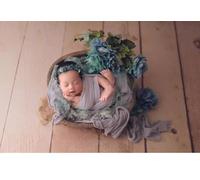Kids Shooting Accessories Vintage Made Old Straw Basket Container Frame Handmade Vine Willow Knitting Newborn Photography Accessories (Dark brown)