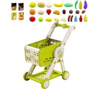 Kids Shopping Cart - 21 Inch, Pretend Play Grocery Trolley | ABS Toy Supermarket Set - Interactive Role Play Learning Cart With 30 Accessories For Home School Plays Use