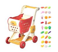Kids Shopping Cart, Educational Activity, 40/27/50cm, Pretend Play Toy Shopping Basket Set with Food Accessories, Interactive Grocery Store Role-play, Easy To Use, for Kids, Boys, Girls