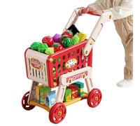 Kids Shopping Cart | Kids Shopping Cart Toy Play Kitchen Accessories - Educational Toys with Fruit Vegetable for Boys Girls Toddler Family Interactive Games Preschool Learning