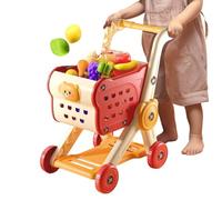Kids Shopping Cart Toy,Pretend Play Shopping Cart With Kitchen Food Accessories - Interactive Grocery Store Games for Toddler Boys Teens Girls Children