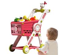 Kids Shopping Trolley - Pretend Play Grocery Cart for Role Play | ABS Build with 20 Fruit & Veg Accessories, Interactive Windmill Doll for Preschool, Birthday, Holiday, 11.02x17.72x25.59 inches