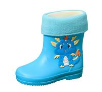 Kids Short Ankle Rain Boots Slip On Waterproof Rubber Garden Boots Soft Comfortable Lightweight Big Girls Suede Detail Durable Non Slip Sole Perfect for Outdoor Play Everyday Use UK Sizes (Blue, 14)