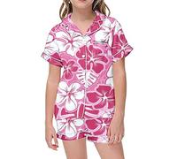 Kids Short Pyjamas Baby Girl Clothes Satin Pyjama Horse Gifts for Girls Set Ladies Wicked Bow Pajamas Summer Football Boys Daddy and Matching,Pink-3,10-11 Years