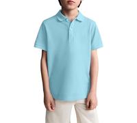 Kids Short Sleeve Polo Shirt Classic Button Placket Collar Top Soft Breathable Pique Fabric School Uniform Boys Girls Childrens Casual Tops Sports Wear Everyday Outfits 6-7 Years Sky Blue