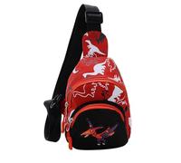 Kid's Shoulder Bag - Dinosaur Sling Bag, Lightweight Everyday Bag, Waterproof Satchel with Adjustable Strap, Soft Backpack for Toy Snacks, Fun Travel or School Authorities for Girls, red, see
