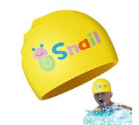 Kids Silicone Swim Hat, Waterproof Cartoon Cap, Soft Non-Slip Fit Swimming Cup, Flexible Swim Competitions for Boys and Girls, Pool Training, White, Blue, Yellow, Pink
