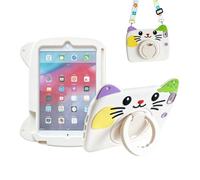 Kids Silicone Tablet Case，White：for ipad air11/ air 6/air 5/air 4/pro | 360° Rotating Stand, Pencil Holder, Shoulder Strap, Shockproof Cover, Girls Boys Children Women