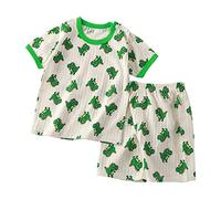 Kids Silk Pyjamas Cartoon Pjs Nighties Comfortable Elegant T-Shirt And Pants 2 Pieces Soft Lounge Sets Teenagers Sleepwear Gifts For Girls Green