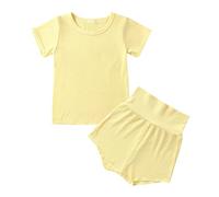 Kids Silk Pyjamas Floral Pajamas Set for Comfortable Elegant T-Shirt and Pants 2 Pieces Soft Lounge Sets Short Sleeve Sleepwear Children Outfit Toddler Clothes Yellow