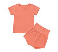 Kids Silk Pyjamas Floral Pajamas Set for Comfortable Elegant T-Shirt and Pants 2 Pieces Soft Lounge Sets Short Sleeve Sleepwear Children Outfit Toddler Clothes Orange