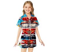 Kids Silk Pyjamas Union Jack Girls Pyjamas Girls Boys Short Sleeve Satin PJs Sets Button-Down Silky Nightwear British National Flag Printed Children Sleepwear Breathable Soft Loungewear Teens 2-13