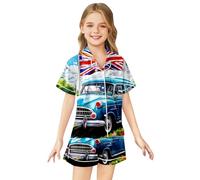 Kids Silk Pyjamas Union Jack Girls Pyjamas Girls Boys Short Sleeve Satin PJs Sets Button-Down Silky Nightwear British National Flag Printed Children Sleepwear Breathable Soft Loungewear Teens 2-13