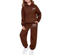 Kids Silk Satin Pajamas Set Shorts Sleeves Shirt Pjs Soft and Breathable Xmas Jammies for Gifts Girl Pajama V Neck Long Sleeves Graphic 2 Piece Brown