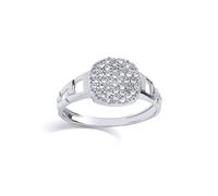 Kids Silver CZ Encrusted Cushion Signet Ring - GVR22K Jewelco London White F