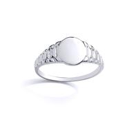 Kids Silver Watch Strap Round Signet Ring - GVR25K Jewelco London White F