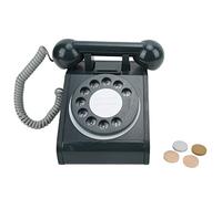 Kids Simulation Telephone Pink Old Fashioned Rotatable Dial Telephone Retro Design Wooden Simulation Toy Retro Phone for Children Early Learning Playtime Wooden Pink 17.2cm x (Black)