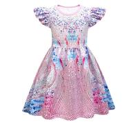 Kids Singer Era Costume, Girl's Glitter Sequin Prints Fly Sleeve Dress Singer Lover Pop Stage A-Line Swing Dress for Birthday Party Halloween Casual School Show