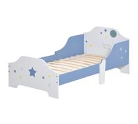 Kids Single Bed Frame Childs Bed Toddlers Bed Star Balloon Safe Guardrails Blue [EEK: A]