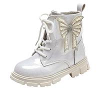 Kids Single Boots Korean Edition Kids Girls Soft Sole Boots, silver, 1 UK