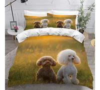 Kids Single Duvet Cover Set Girls Boys Two poodle dogs pet toy dogs Bedding Set 3D Printed Bedding Single Bed Super Breathable Hypoallergenic Teens Duvet Cover Set Dog