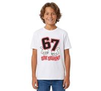 Kids Six Seven Brain Rot T-Shirt Boys Girls | Funny Viral Meme Graphic 67 Tees | 100% Cotton Casual Short Sleeve Top | Black or White | Ages 5-15 Years (UK, Age, 12 Years, 13 Years, Regular, White)