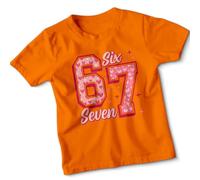Kids Six Seven Sixth Seventh Birthday Age Milestone Tshirt Cute Number Celebration Tee 14-15 Years Orange