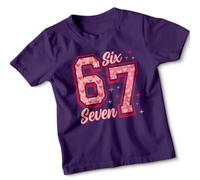 Kids Six Seven Sixth Seventh Birthday Age Milestone Tshirt Cute Number Celebration Tee 14-15 Years Purple