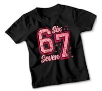 Kids Six Seven Sixth Seventh Birthday Age Milestone Tshirt Cute Number Celebration Tee 5-6 Years Black